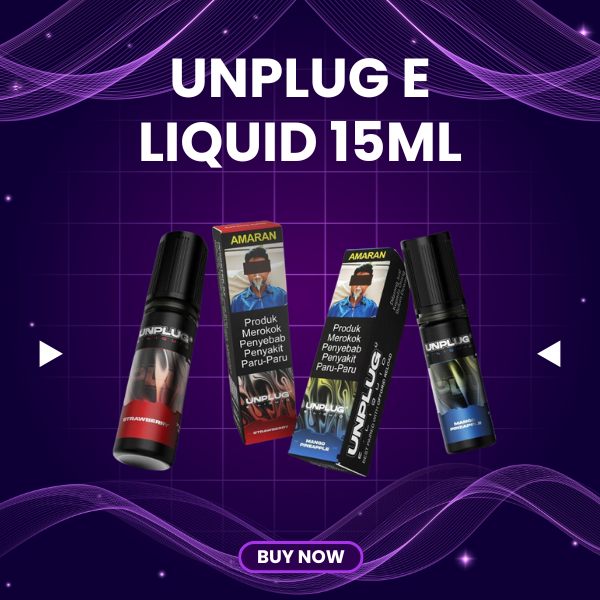 UNPLUG E-Liquid 15ML bottle with flavor labeling for pod system kits