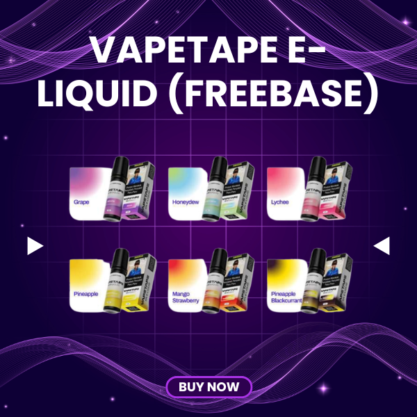 Vapetape Freebase E-Liquid 15ml bottle showing premium packaging and vape juice flavor line